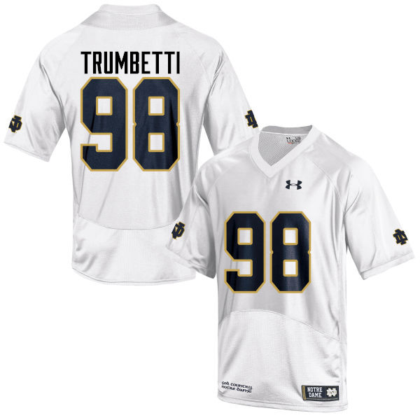 Men's NCAA Notre Dame Fighting Irish #98 Andrew Trumbetti Stitched College Under Armour Authentic White Football Jersey XL10H04PD